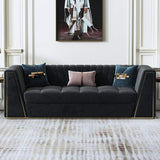 90.6" Modular Velvet Sofa Deep Gray Tufted Upholstery Modern Couch Floor Sofa in Large-Richsoul-Furniture,Living Room Furniture,Sofas & Loveseats