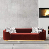 Pink 3-Seater Sofa Upholstered Velvet Sofa Pillows Included-Richsoul-Furniture,Living Room Furniture,Sofas & Loveseats