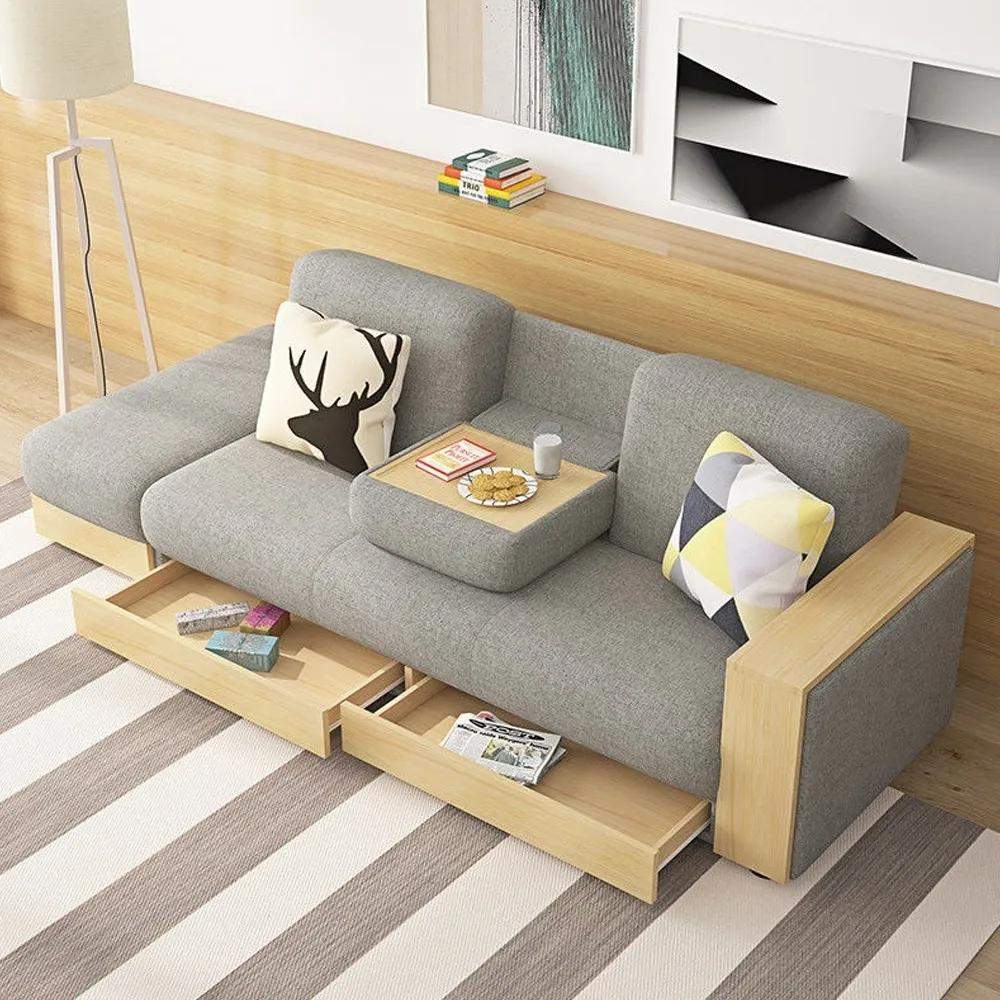 80.7" Gray Modern Full Sleeper Convertible Sofa with Storage-Richsoul-Daybeds,Furniture,Living Room Furniture