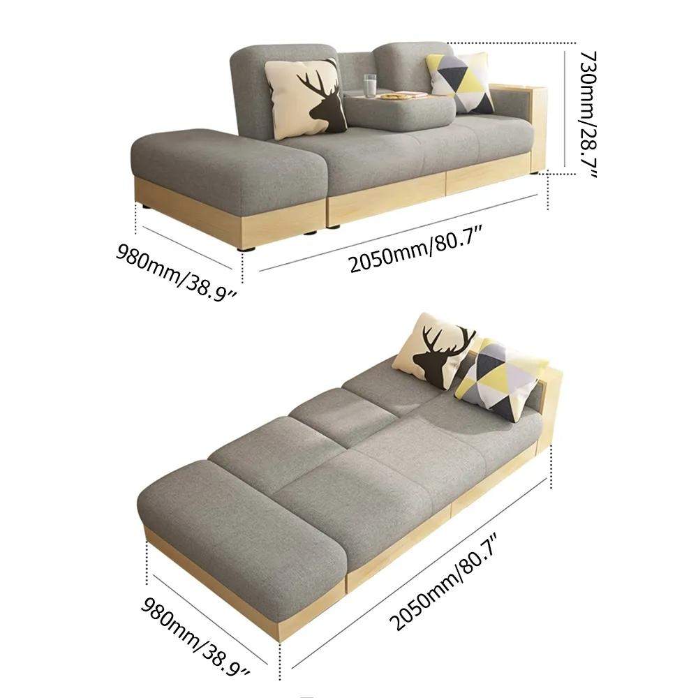 80.7" Gray Modern Full Sleeper Convertible Sofa with Storage-Richsoul-Daybeds,Furniture,Living Room Furniture