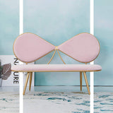 Pink 49" Bowknot Loveseat Velvet Upholstered Sofa in Gold Legs-Richsoul-Furniture,Living Room Furniture,Sofas & Loveseats