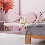 Pink 49" Bowknot Loveseat Velvet Upholstered Sofa in Gold Legs-Richsoul-Furniture,Living Room Furniture,Sofas & Loveseats