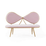 Pink 49" Bowknot Loveseat Velvet Upholstered Sofa in Gold Legs-Richsoul-Furniture,Living Room Furniture,Sofas & Loveseats
