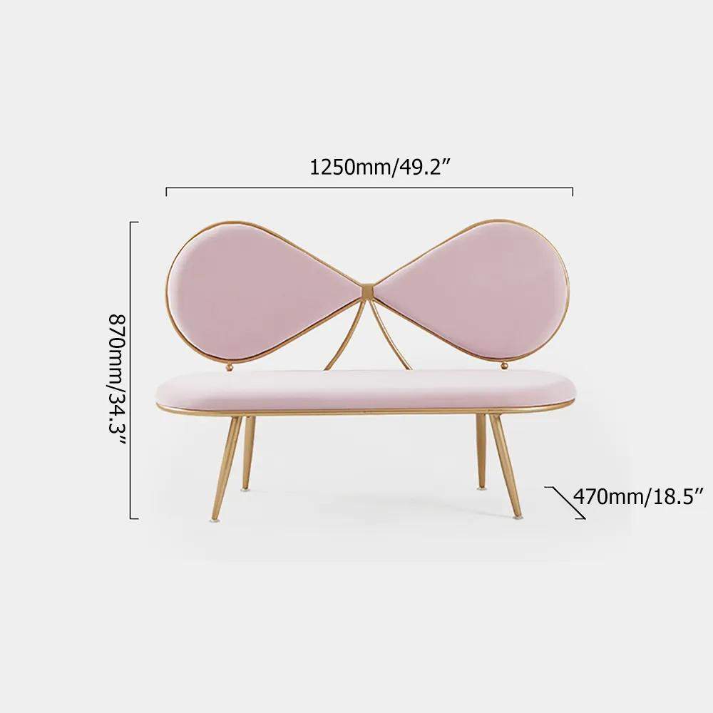 Pink 49" Bowknot Loveseat Velvet Upholstered Sofa in Gold Legs-Richsoul-Furniture,Living Room Furniture,Sofas & Loveseats