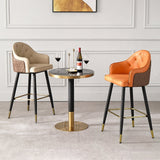 Modern PU Leather Bar Stool in Beige with Full Back & Arms