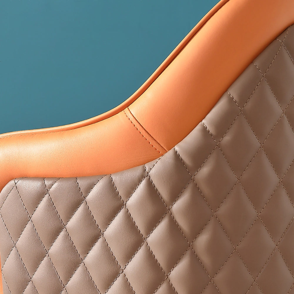 Modern PU Leather Bar Stool in Beige with Full Back & Arms