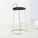 Black Modern Velvet Kitchen Counter Height Bar Stool with Gold Legs