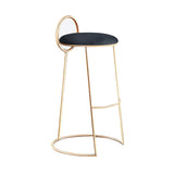 Black Modern Velvet Kitchen Counter Height Bar Stool with Gold Legs
