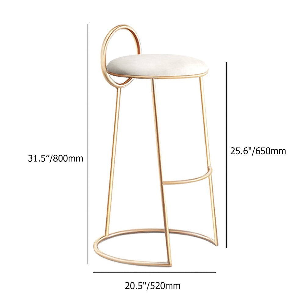 Black Modern Velvet Kitchen Counter Height Bar Stool with Gold Legs