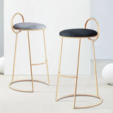 Black Modern Velvet Kitchen Counter Height Bar Stool with Gold Legs