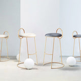 Black Modern Velvet Kitchen Counter Height Bar Stool with Gold Legs