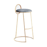 Black Modern Velvet Kitchen Counter Height Bar Stool with Gold Legs