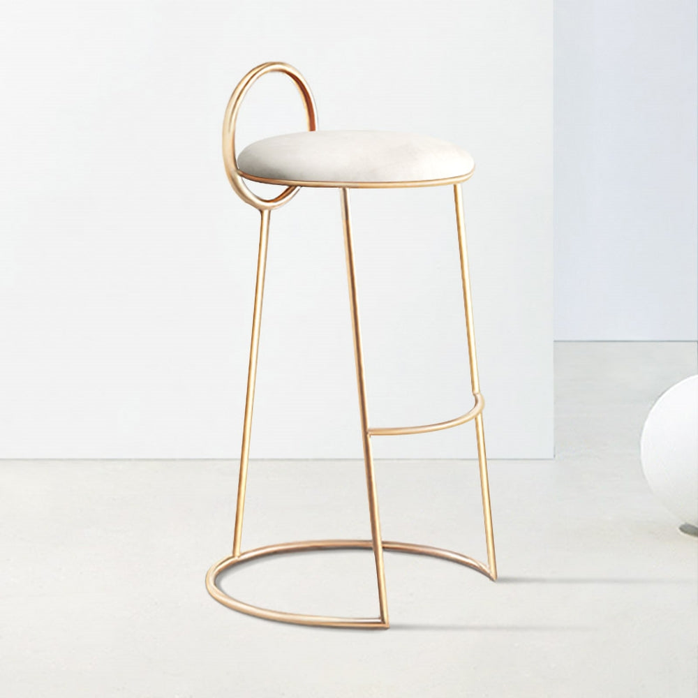 Black Modern Velvet Kitchen Counter Height Bar Stool with Gold Legs