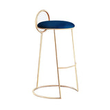 Black Modern Velvet Kitchen Counter Height Bar Stool with Gold Legs