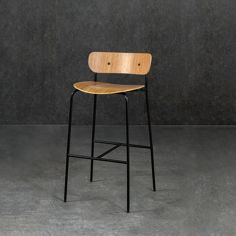 Natural Counter Height Bar Stool Solid Wood Counter Stool with Footrest Metal