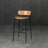 Natural Counter Height Bar Stool Solid Wood Counter Stool with Footrest Metal