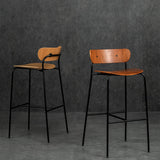 Natural Counter Height Bar Stool Solid Wood Counter Stool with Footrest Metal