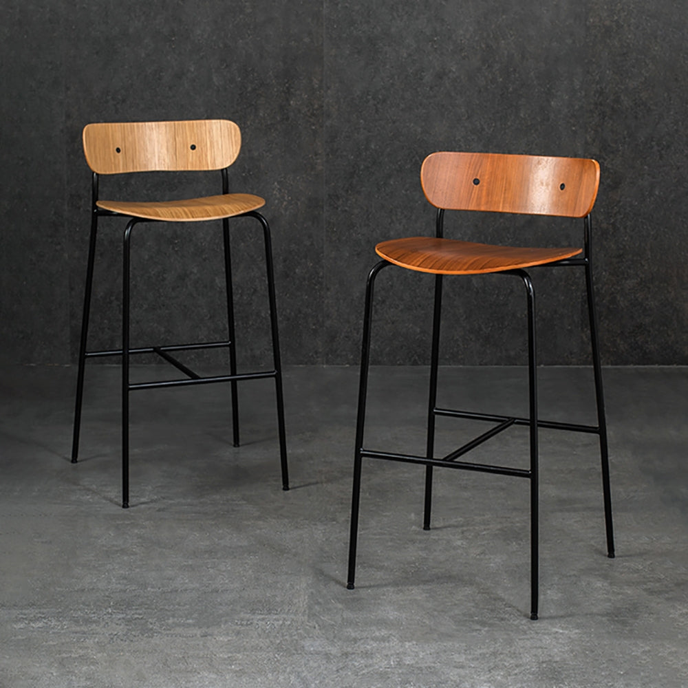 Natural Counter Height Bar Stool Solid Wood Counter Stool with Footrest Metal