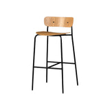 Natural Counter Height Bar Stool Solid Wood Counter Stool with Footrest Metal
