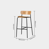 Natural Counter Height Bar Stool Solid Wood Counter Stool with Footrest Metal