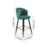 Green Counter Height Bar Stool Tufted Upholstered Velvet Counter Stool Footrest