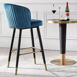 Green Counter Height Bar Stool Tufted Upholstered Velvet Counter Stool Footrest