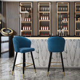 Green Counter Height Bar Stool Tufted Upholstered Velvet Counter Stool Footrest