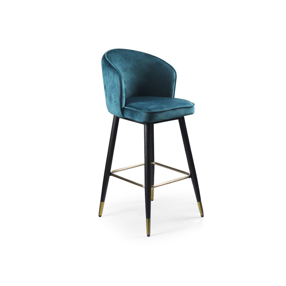 Green Counter Height Bar Stool Tufted Upholstered Velvet Counter Stool Footrest