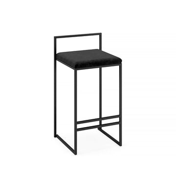 Modern Upholstered Black Velvet Bar Stool Set of 2