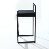 Modern Upholstered Black Velvet Bar Stool Set of 2