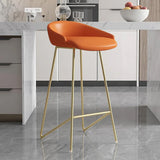 Modern Bar Stool PU Leather Upholstery Gold Finsh Bar Chair with Footrest