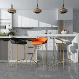 Modern Bar Stool PU Leather Upholstery Gold Finsh Bar Chair with Footrest