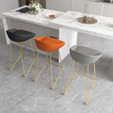 Modern Bar Stool PU Leather Upholstery Gold Finsh Bar Chair with Footrest