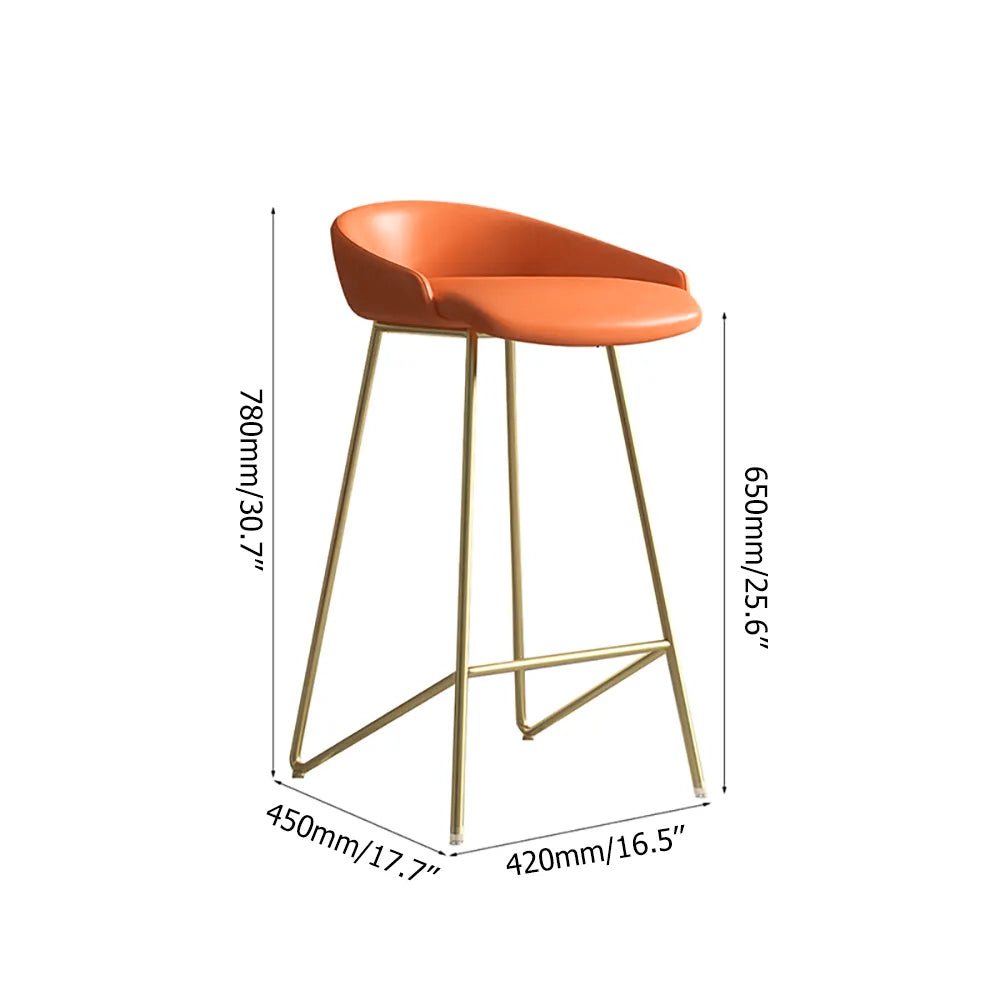 Modern Bar Stool PU Leather Upholstery Gold Finsh Bar Chair with Footrest
