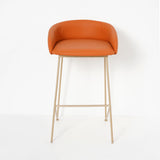 Modern Bar Stool PU Leather Upholstery Gold Finsh Bar Chair with Footrest