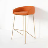 Modern Bar Stool PU Leather Upholstery Gold Finsh Bar Chair with Footrest