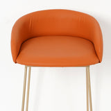 Modern Bar Stool PU Leather Upholstery Gold Finsh Bar Chair with Footrest