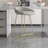Modern Bar Stool PU Leather Upholstery Gold Finsh Bar Chair with Footrest