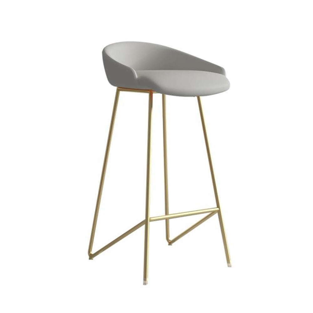 Modern Bar Stool PU Leather Upholstery Gold Finsh Bar Chair with Footrest