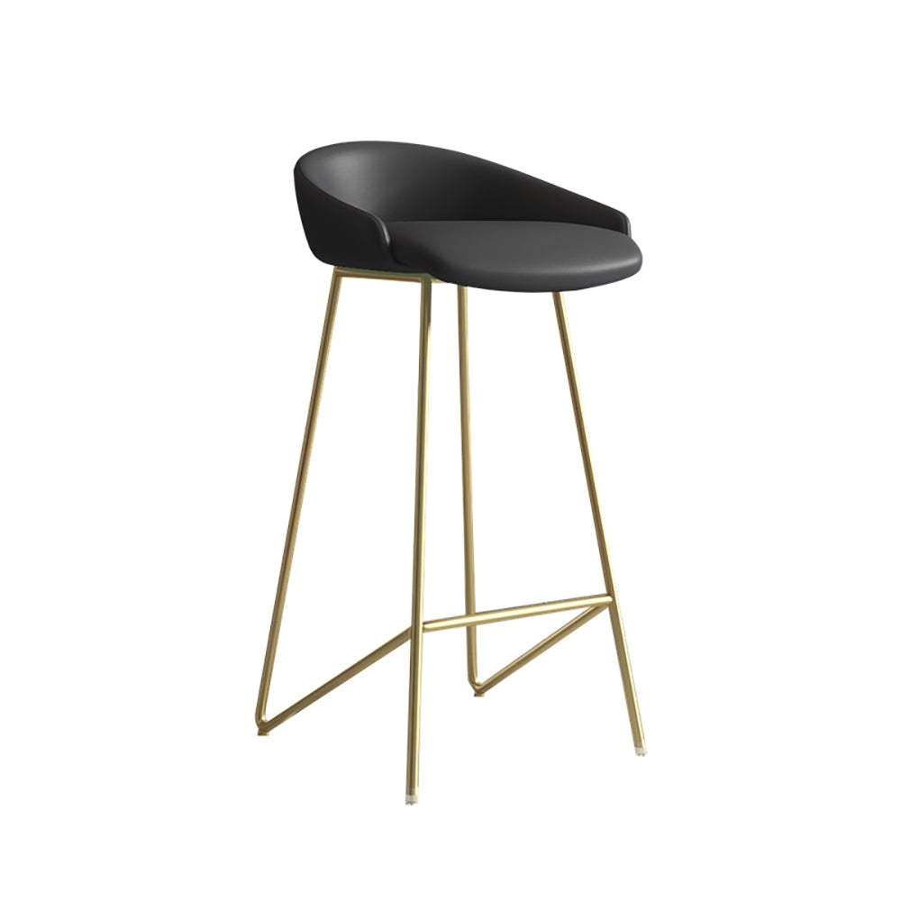Modern Bar Stool PU Leather Upholstery Gold Finsh Bar Chair with Footrest