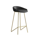 Modern Bar Stool PU Leather Upholstery Gold Finsh Bar Chair with Footrest