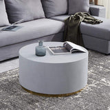Industrial Coffee Table Round Cement-Like Coffee Table in Light Gray-Richsoul-Coffee Tables,Furniture,Living Room Furniture