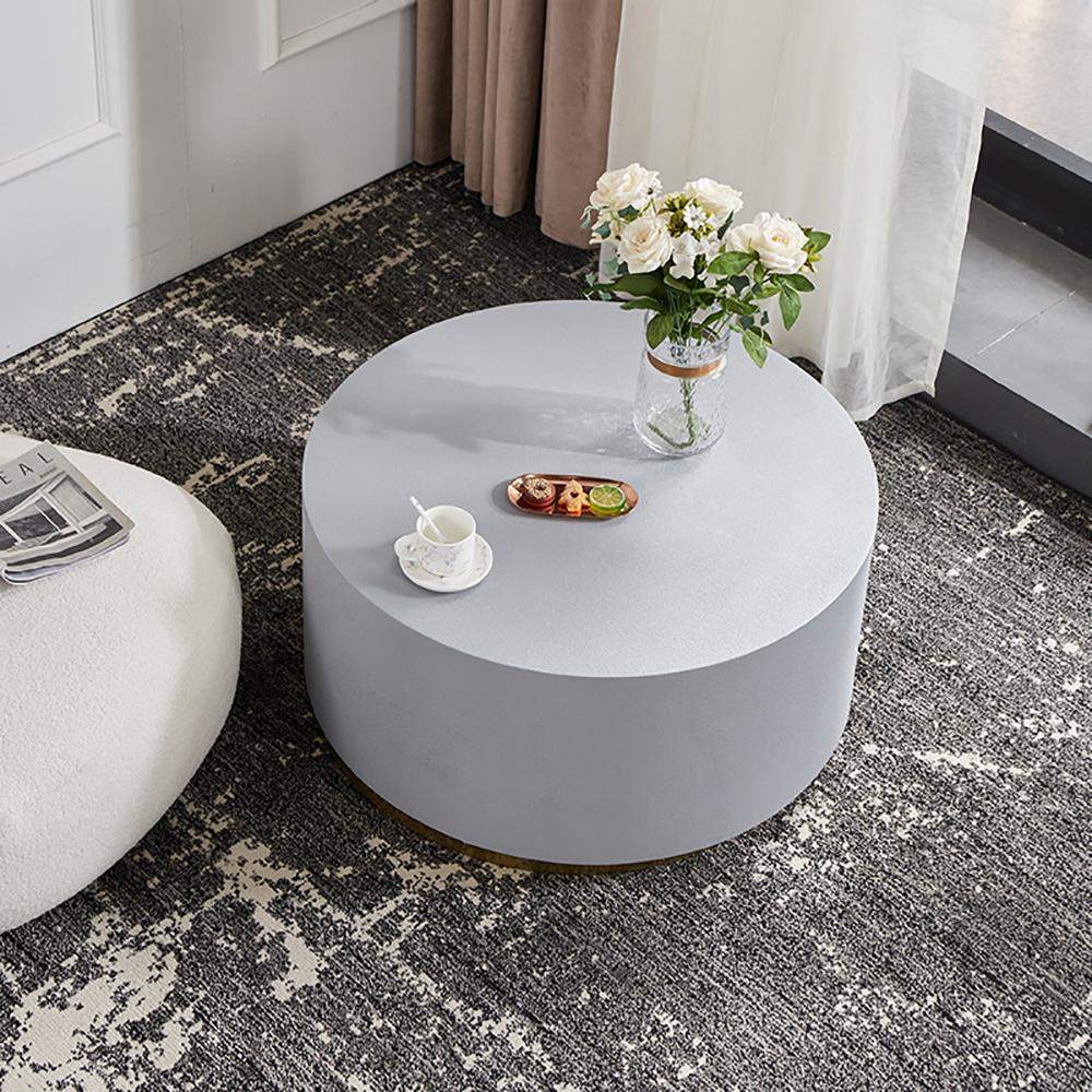 Industrial Coffee Table Round Cement-Like Coffee Table in Light Gray-Richsoul-Coffee Tables,Furniture,Living Room Furniture