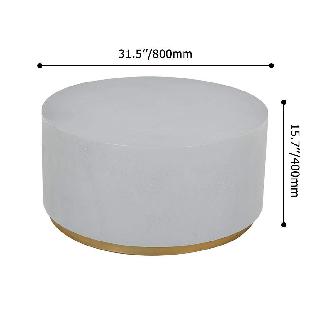 Industrial Coffee Table Round Cement-Like Coffee Table in Light Gray-Richsoul-Coffee Tables,Furniture,Living Room Furniture