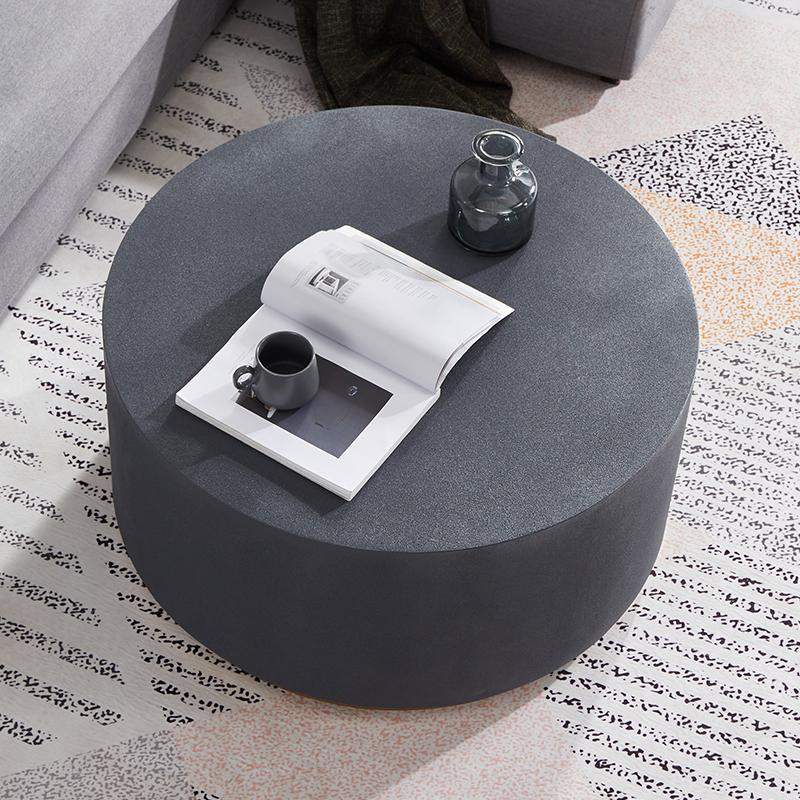 Industrial Coffee Table Round Cement-Like Coffee Table in Light Gray-Richsoul-Coffee Tables,Furniture,Living Room Furniture