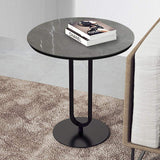 Modern Dark Gray Stone End Table Round Side Table Carbon Steel Base-Richsoul-End & Side Tables,Furniture,Living Room Furniture