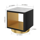 Modern Black Side Table with Storage Hollow Cube Table with Gold Metal Pedestal-Richsoul-End & Side Tables,Furniture,Living Room Furniture