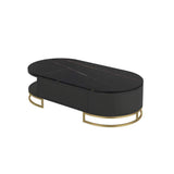 White Oval Storage Coffee Table with Drawers Stone Gold Base-Richsoul-Coffee Tables,Furniture,Living Room Furniture