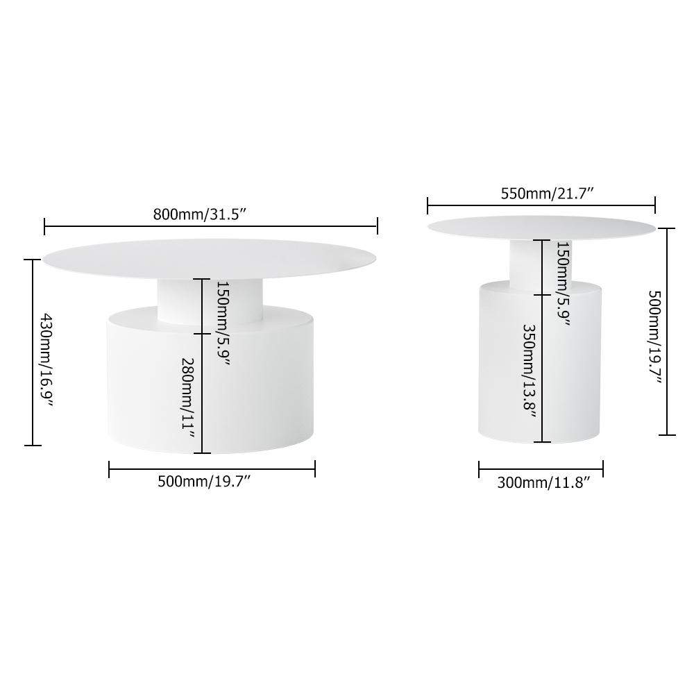 Black Round Coffee Table Metal Accent Table Set of 2-Richsoul-Coffee Tables,Furniture,Living Room Furniture