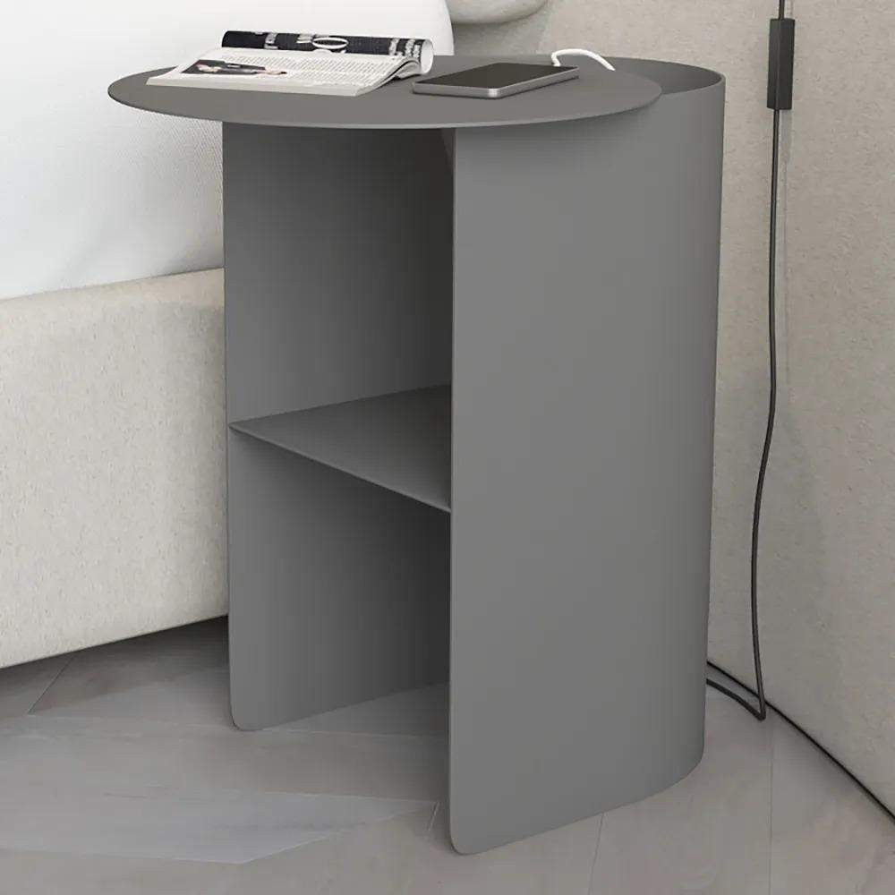 Modern Accent Tables Metal Side Table Round Small Metal Geometric Nightstand-Orange-Richsoul-End & Side Tables,Furniture,Living Room Furniture